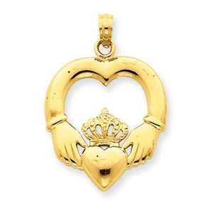    Backed Claddagh Pendant   Measures 28.4x19.7mm   JewelryWeb Jewelry