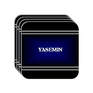 Personal Name Gift   YASEMIN Set of 4 Mini Mousepad Coasters (black 