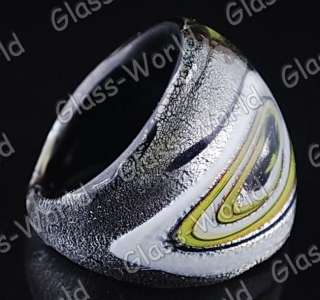 12PCS #7 9 Silver Foil Gold Dust Lampwork Glass Rings  