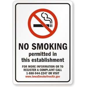 NO SMOKING permitted in this establishment FOR MORE INFORMATION OR TO 