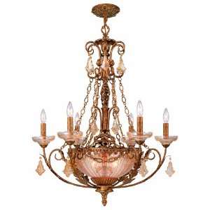 Crystorama Venetian 1 Tier Etruscan Gold Chandelier with Etruscan Gold 