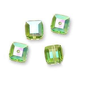  Swarovski Crystal #5601 6mm Cube Peridot AB Beads (4 