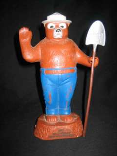 Classic Vintage Smokey the Bear 8 Plastic Figure Toy Coin Slot Bank w 