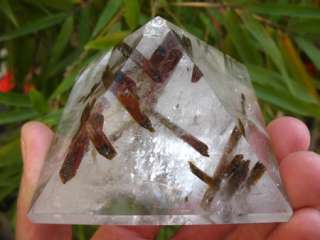 Large Rare Nature tourmalin crystal quartz gemstone PYRAMID POINT 