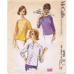  McCalls 5793 Vintage Sewing Pattern Raglan Sleeve Blouse 