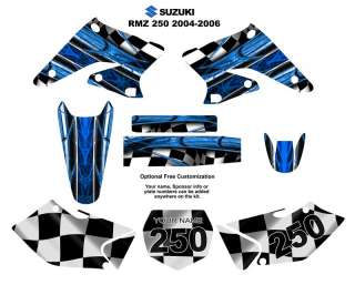 SUZUKI RM Z250 2004 06 Decal Kit Blue Racing Checker  