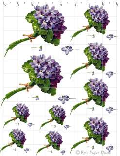 De VF 122 Shabby Vintage Style Lavender Flower Bouquets 10 Decals