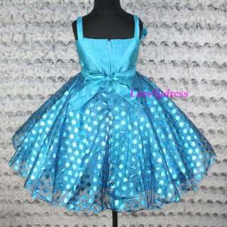 NEW Flower Girl Wedding Pageant Party Dress Outfit Children Wear Blue 