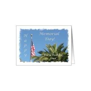 Memorial Day Dad, USA Flag and Palm Tree Card Health 