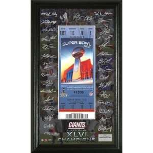  Super Bowl XLVI Champions Signature Ticket Framed 