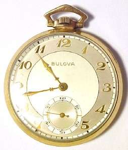 Bulova 1937 Vintage Pocket Watch 12s / 17 Jewels EXC 14KT Gold Filled 