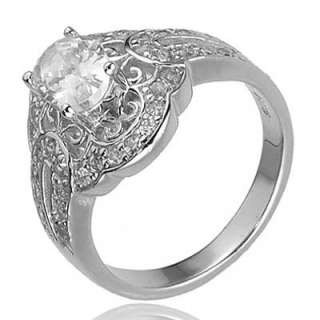 Oval Cut CZ Cubic Zirconia 925 Sterling Silver Bridal Engagement 