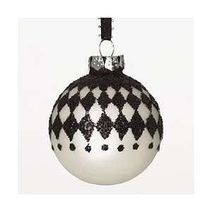  Black & White Glitter Glass Ball Christmas Ornament 2.5 