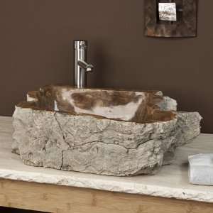  Barfield Petrified Wood Vessel Sink with Oil Rubbed Bronze 
