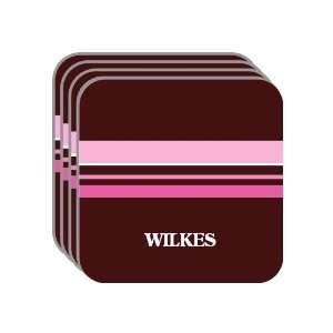 Personal Name Gift   WILKES Set of 4 Mini Mousepad Coasters (pink 