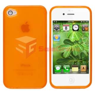For iPhone 4 G S Verizon AT&T Red Hard +Orange TPU Cup Shape Flower 