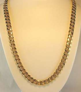 18 KT Gold Overlay 11 mm Cuban (Curb) Link Chain Necklace   Lifetime 