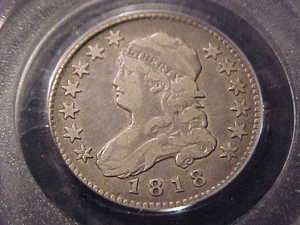 1818/5 Overdate PCGS VF 30 Capped Bust Quarter Was ANACS VF 35  