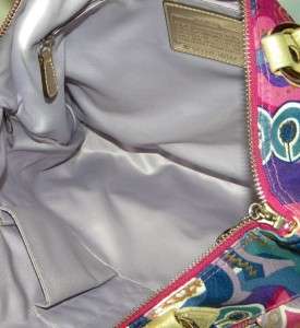   POP C GLAM Signature OP ART Purple Multi LG Tote Bag 18342 EUC  