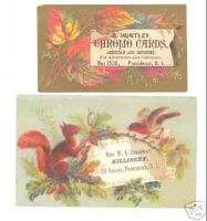 1880s 2 Providence RI Victorian Trade Cards Chipmunk  