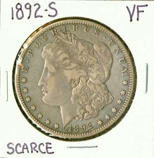 1892 S Silver $1 VF Morgan Dollar Scarce  