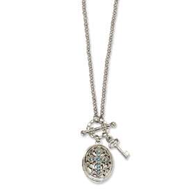 1928® Silvertone Blue Crystal Cross Locket 24 Necklace  