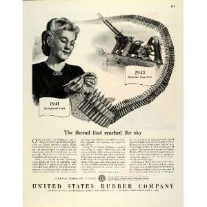 1945 Ad United States Rubber Logo WWII Machine Gun Belt Bullets Mother 