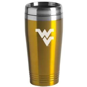   West Virginia University   16 ounce Travel Mug Tumbler   Gold Sports
