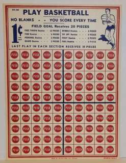 1940s VINTAGE BASKETBALL GAME JACKPOT PRIZE PUNCH BOARDS HARLICH 