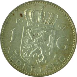 1957   Netherlands   Guilder Gulden   Silver   Coin   8562  