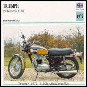 Motorcycle Card 1972 Triumph 650 Bonneville T120R twin  