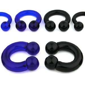 8G Black UV Reactive Acrylic Circular Barbells   1/2 Length   Sold as 
