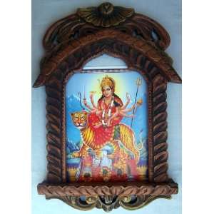 Hindu Religious Goddess Maa Durga giving blessings poster painting in 