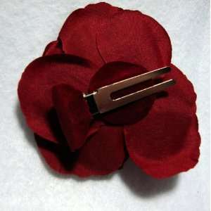  Rich Dark Red Velvet Hair Flower Clip Beauty