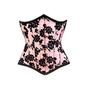 Very Elegant Light Pink in Black Floral Brocade Strapless Underbust in 