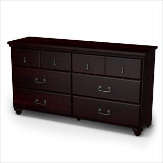 South Shore Dover Traditional 6 Drawer Double Dresser in Dark Mahogany 