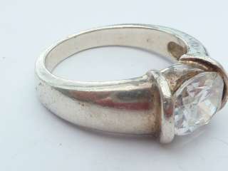 Vintage Sterling Silver Gem Set Ring Size UK S US 9 1/8 7.3g  
