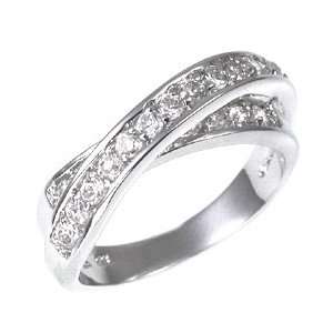   925 Diamond CZ Criss Cross Sterling Silver Ring, 10 Willow Company