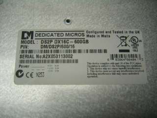 DEDICATED MICROS DIGTAL SPRITE 2 PLUS DS2P DX16C 600GB  