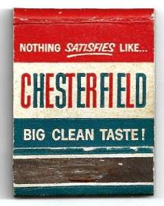 Old Matchbook Matches CHESTERFIELD CIGARETTES TOBACCO  
