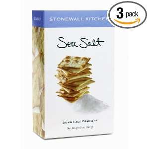 Stonewall Kitchen Sea Salt Crackers, 5 Ounce Boxes (Pack of 3)  
