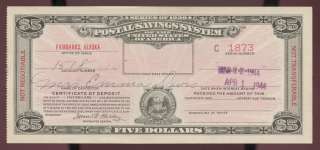 fabulous postal savings certificate from a remote territorial 