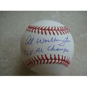 Al Worthington Autographed Baseball   1965 A l Champs Reds W coa 