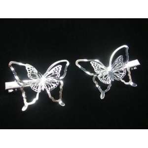  NEW Pair of Silver Butterfly Hair Clips, Limited. Beauty