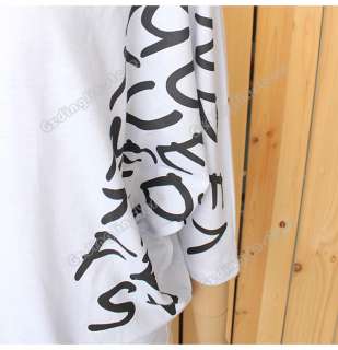  Batwing Dolman Short Sleeve Letter Prints Tops Blouses T Shirts #207
