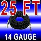 25 ft feet foot 1/4 plugs to 14 ga gauge pro audio pa