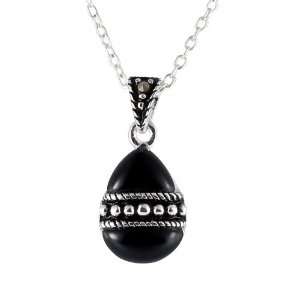 Marcasite and Black Onyx Droplet Pendant Jewelry