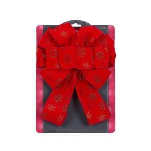  Trim a Home Red Velvet Tree Topper Bow with Glitter 