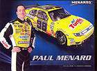 PAUL MENARD 2010 TURTLE WAX #98 NASCAR POSTCARD