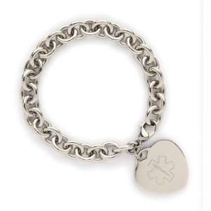 Heart Charm Medical ID Bracelet Blank With Condition 
